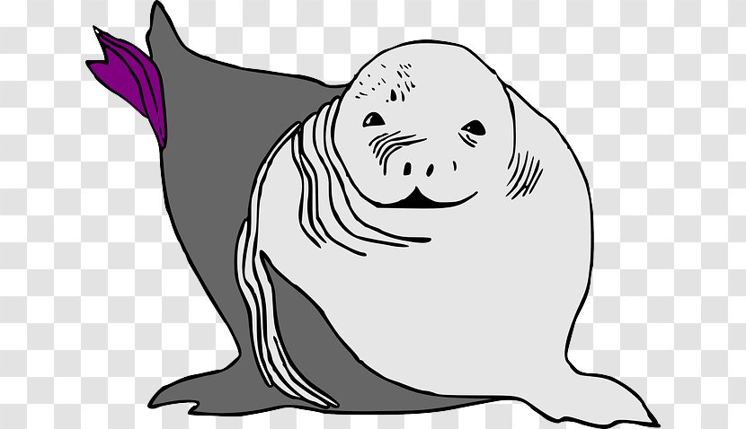 Earless Seal Sea Lion Walrus Clip Art - Black And White - Animals In Water Transparent PNG
