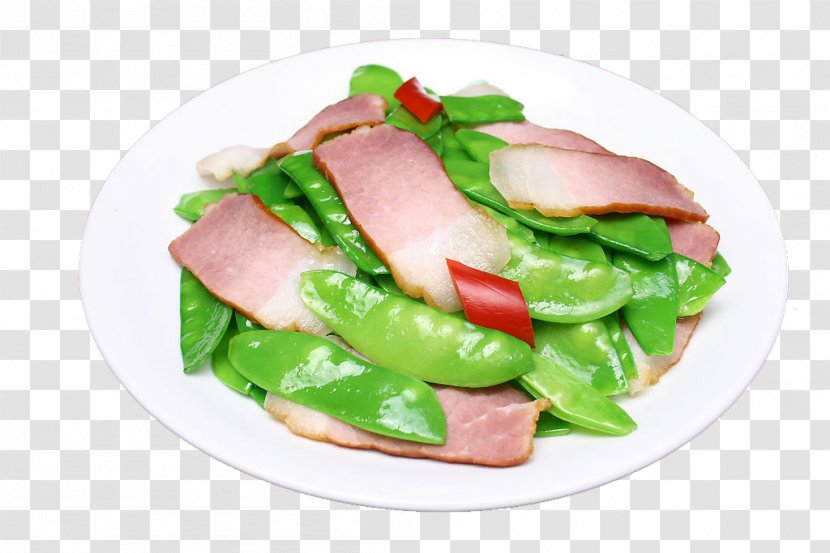 Bacon Breakfast Snap Pea Stir Frying Bean - Kielbasa - Fried Sugar Peas Transparent PNG