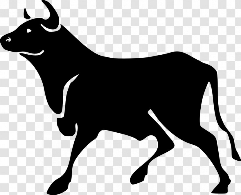Bull Cattle Clip Art - Black And White Transparent PNG