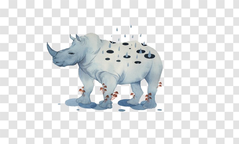 Rhinoceros Illustration - Cartoon - An Old Rhino Transparent PNG