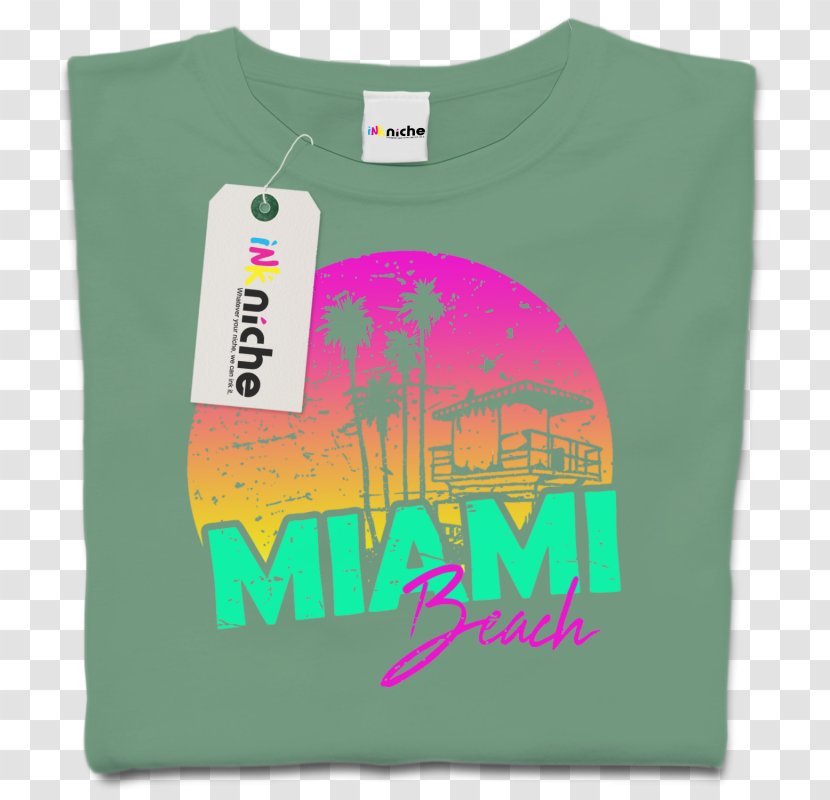 T-shirt Green Textile Sleeve Font - Text - Miami Beach Transparent PNG