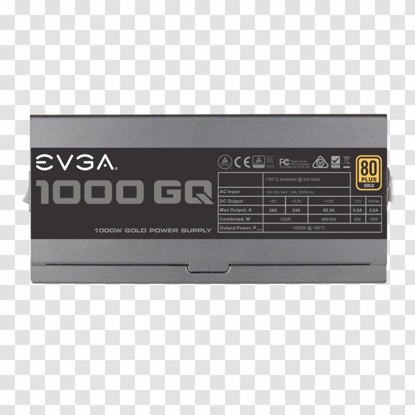 Power Supply Unit EVGA Corporation 80 Plus Converters 210-GQ-1000-V2 GQ - Electronic Device - Computer Transparent PNG