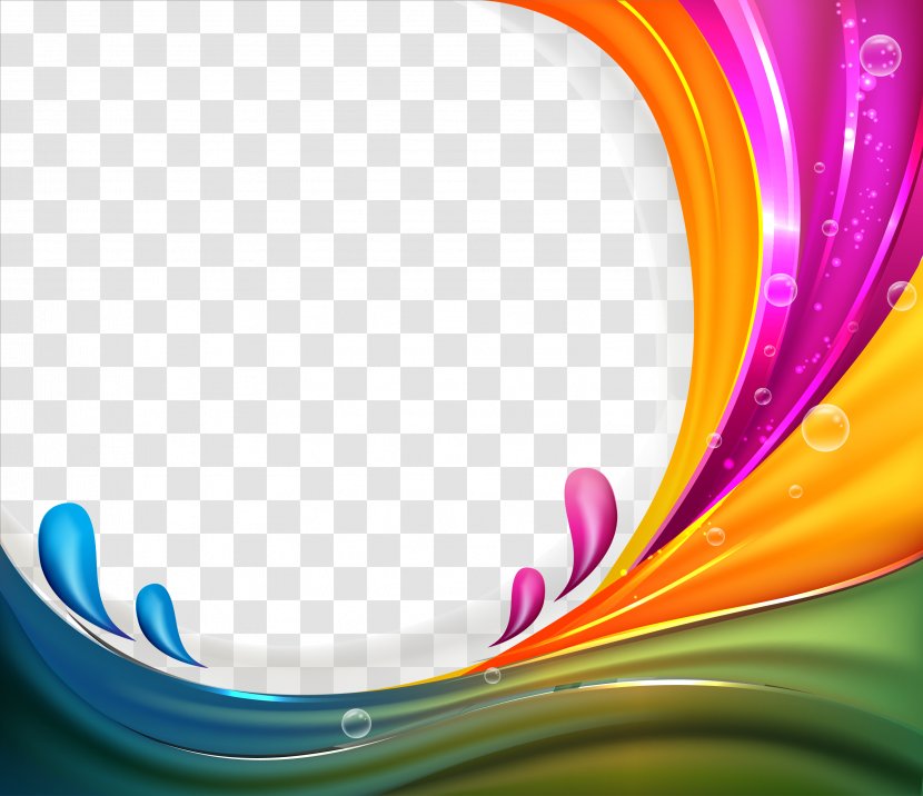 Graphic Design - Photography - Gorgeous Multicolored Droplets Border Transparent PNG