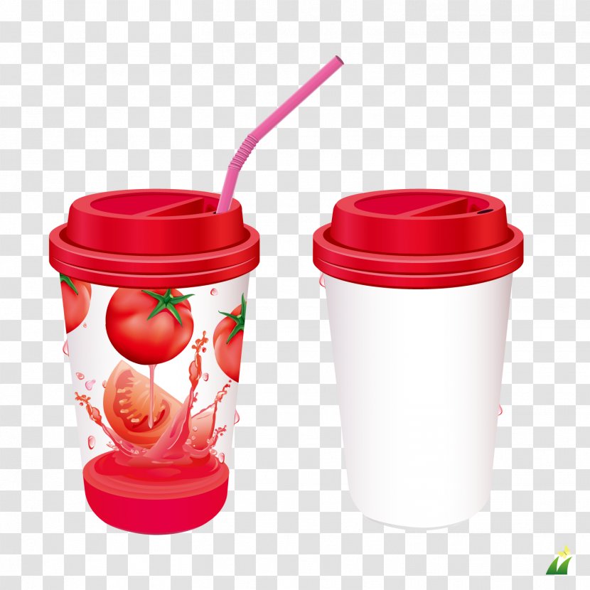Juice Packaging And Labeling Plastic Cup - Drinking Straw - Tomato Drink Transparent PNG