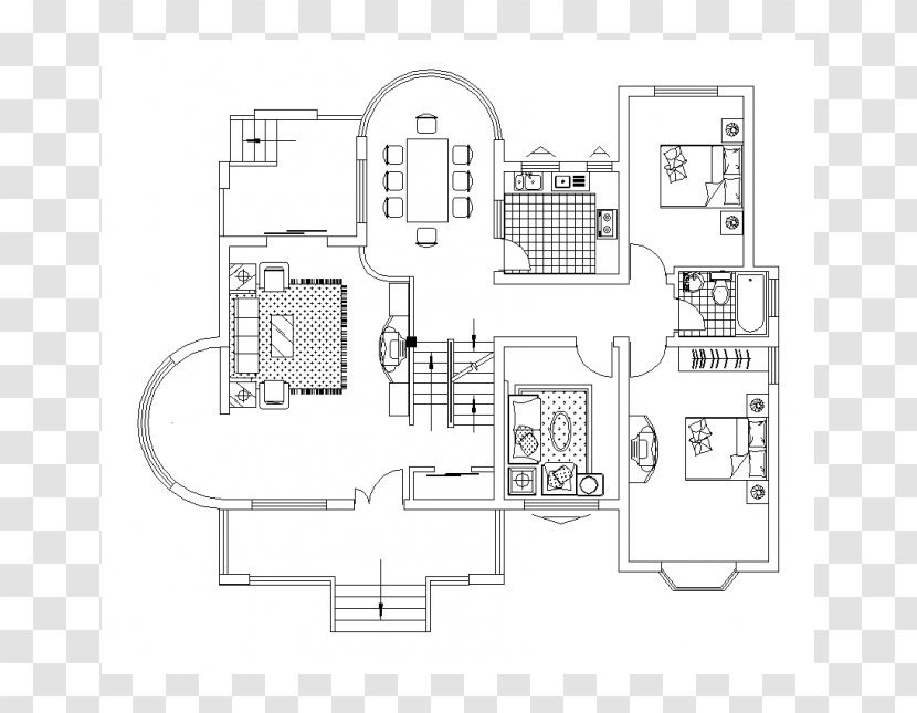 Floor Plan Architecture Drawing - Black And White - Cad Transparent PNG
