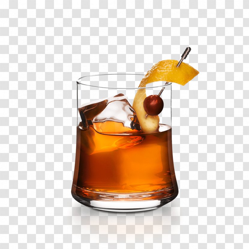 Old Fashioned Cocktail Garnish Whiskey Manhattan - Fall Into The Water With Lemon And Ice Cubes Transparent PNG
