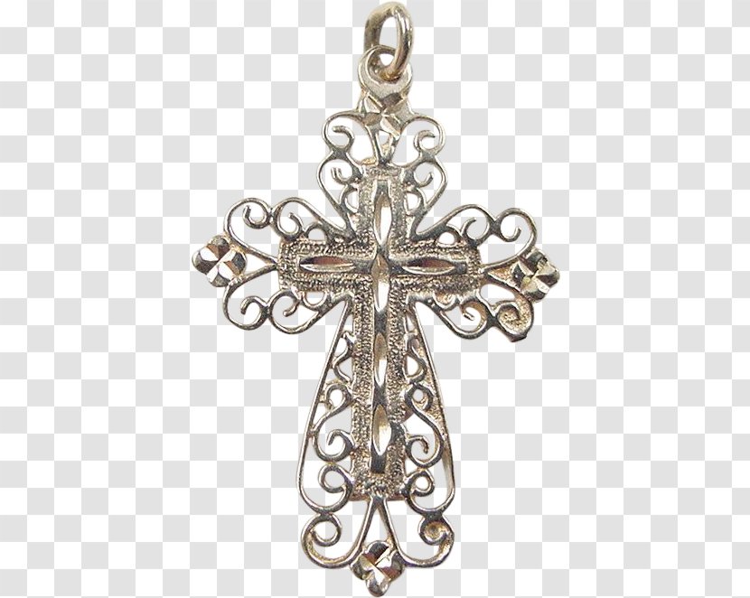 First Communion Eucharist Jewellery Child Silver - Pendant Cross With Praying Hands Transparent PNG