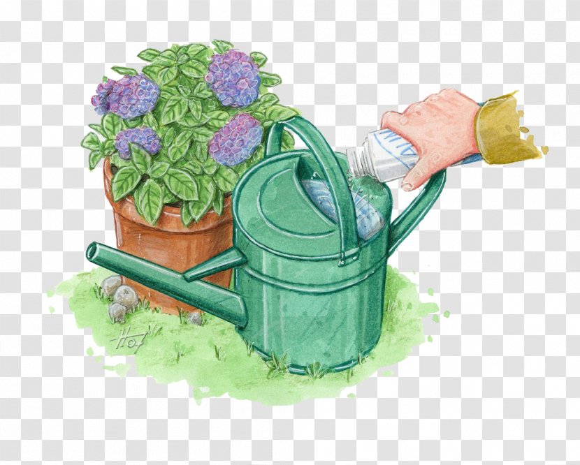 Shower Gratis Computer File - Hand-painted Green Flower Kettle Transparent PNG