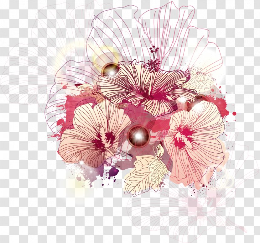 Flower Drawing Illustration - Pink - Vector Floral Transparent PNG