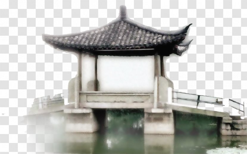 Ink Wash Painting Chinese Pavilion - Japanese Architecture - Bridge Transparent PNG