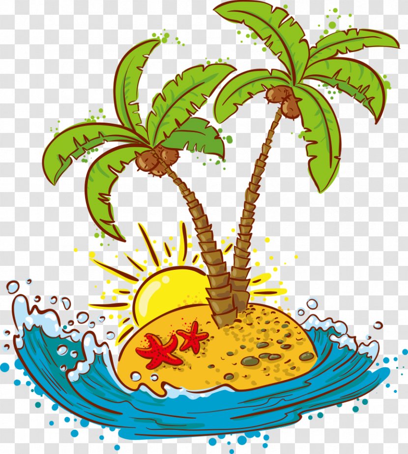 Coconut Cartoon - Wind Wave - Vector Sun Palm Transparent PNG