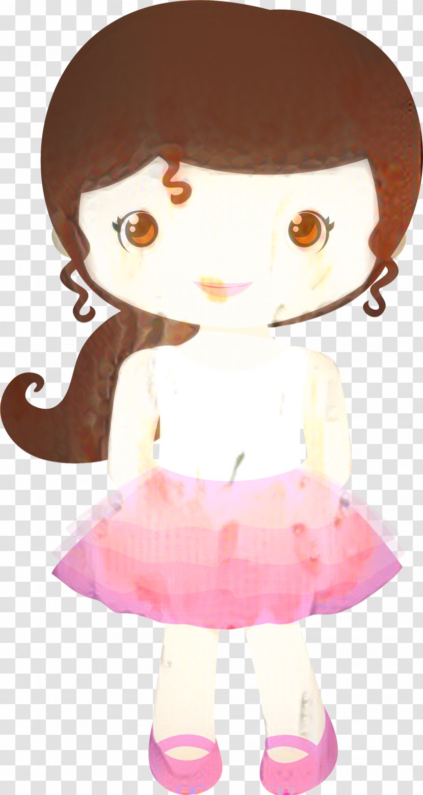 Girl Cartoon - Brown Hair Pink Transparent PNG