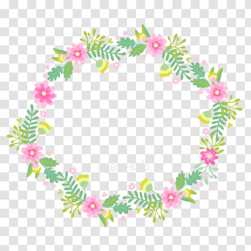 Wreath Flower Crown Clip Art - Pink - Wedding Greenery Transparent PNG