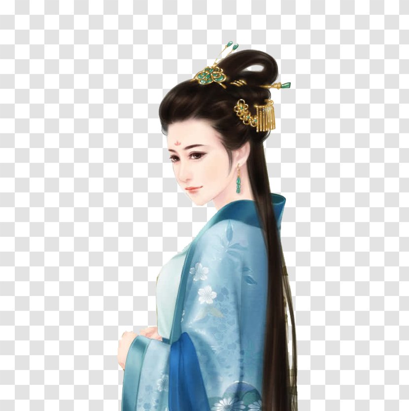 China U5bb6u5927u4e1au5927 Chinese Art Illustration - Cartoon - Woman Costume Painted In Profile Transparent PNG