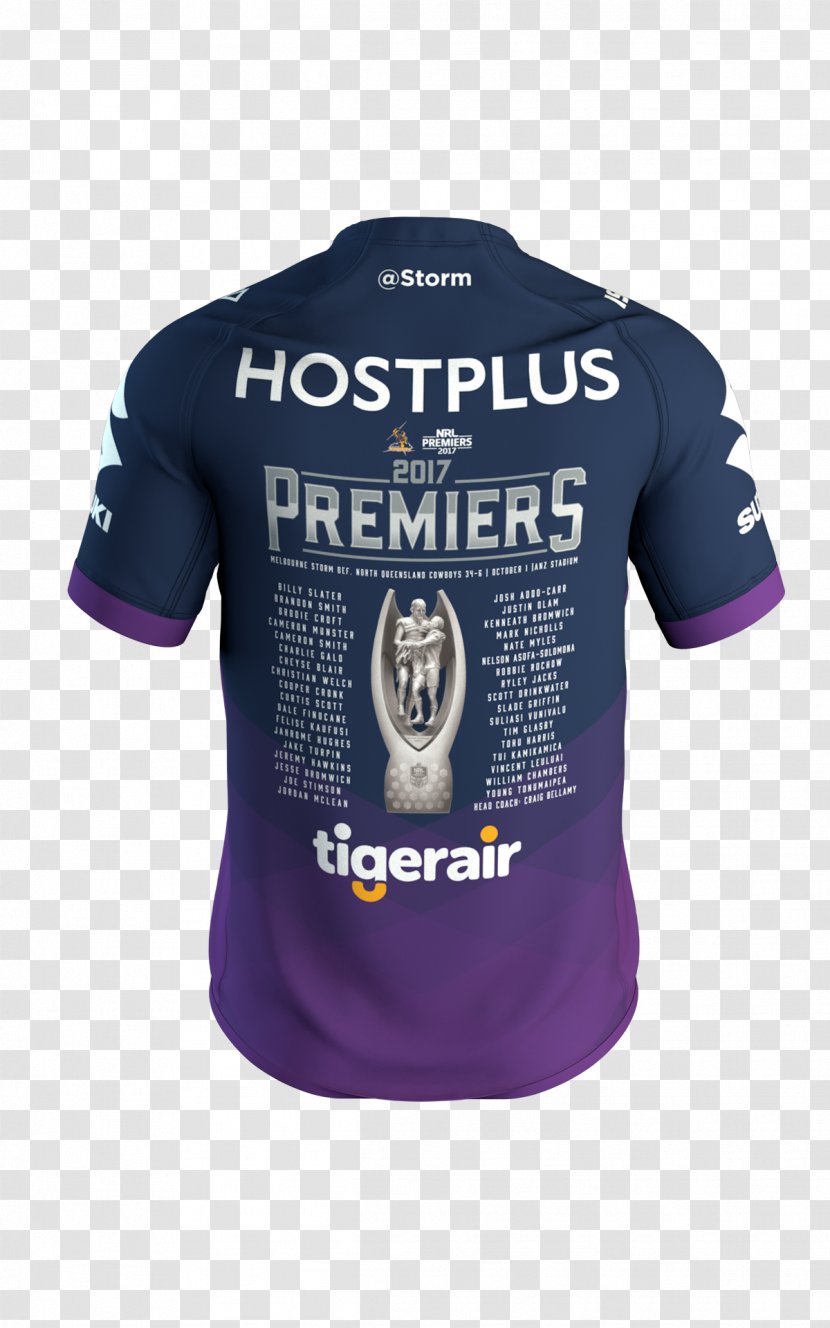 Jersey Melbourne Storm T-shirt Wests Tigers 2017 NRL Grand Final - Shirt Transparent PNG