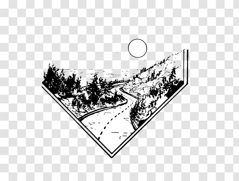 Drawing Art Illustration - Monochrome - Creative Hand-painted Road And Sun Transparent PNG