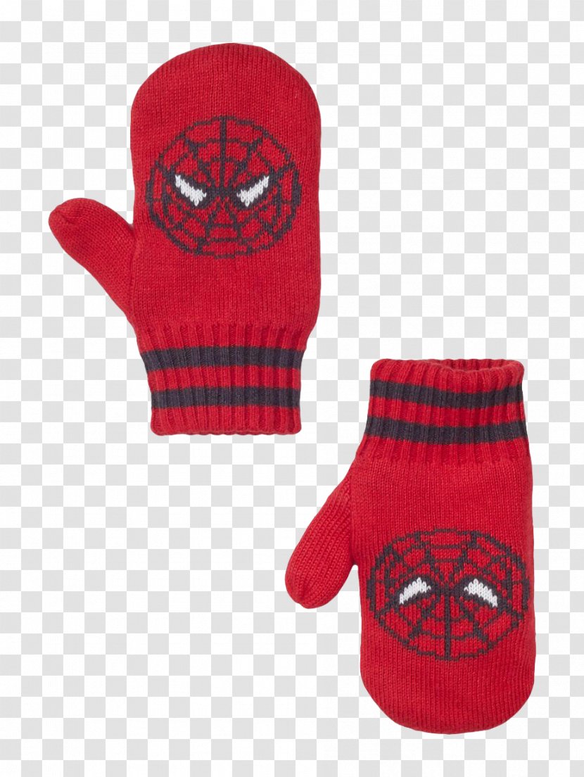 Spider-Man Knitting Glove Cartoon - Red - Two Fingers Warm Gloves Transparent PNG