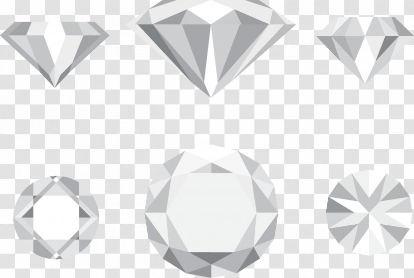Diamond Gemstone Euclidean Vector - Monochrome - Pure Transparent PNG