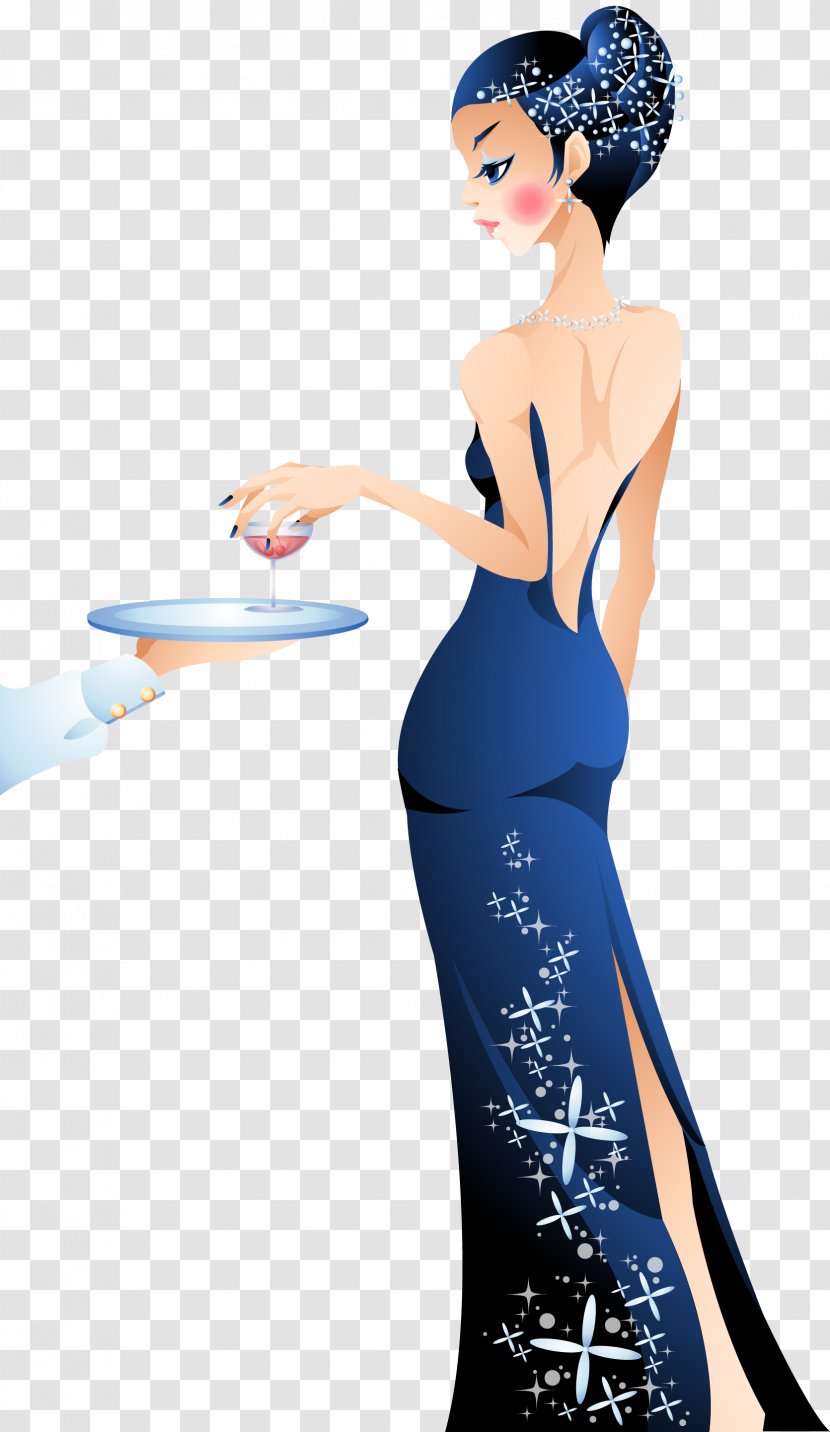 Red Wine Woman Cartoon - Frame - Beautiful Cocktail Transparent PNG