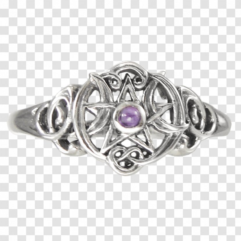 Pentacle Pentagram Wicca Sterling Silver Ring - Metal Transparent PNG