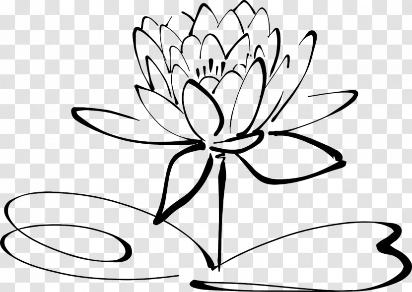 Drawing Black And White Line Art Clip - Flower Transparent PNG