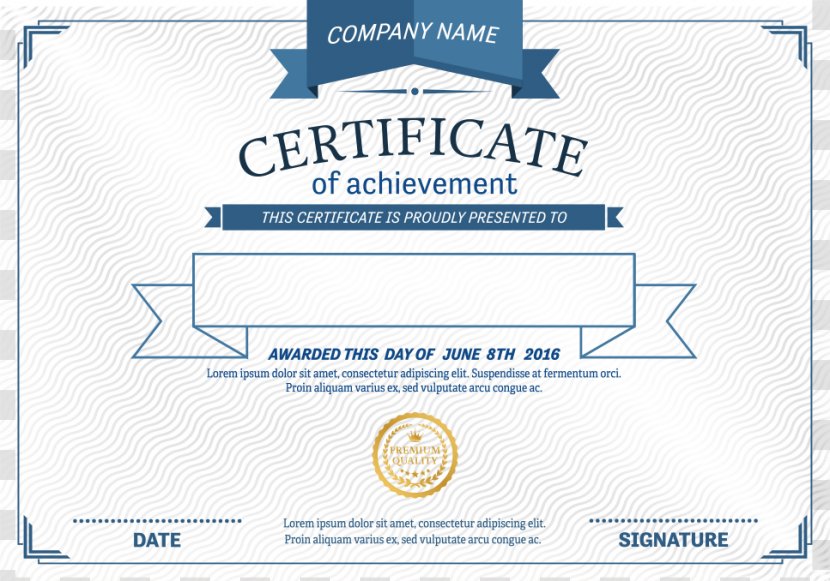 Template Diploma Academic Certificate - Material - Vector Blue Border Transparent PNG