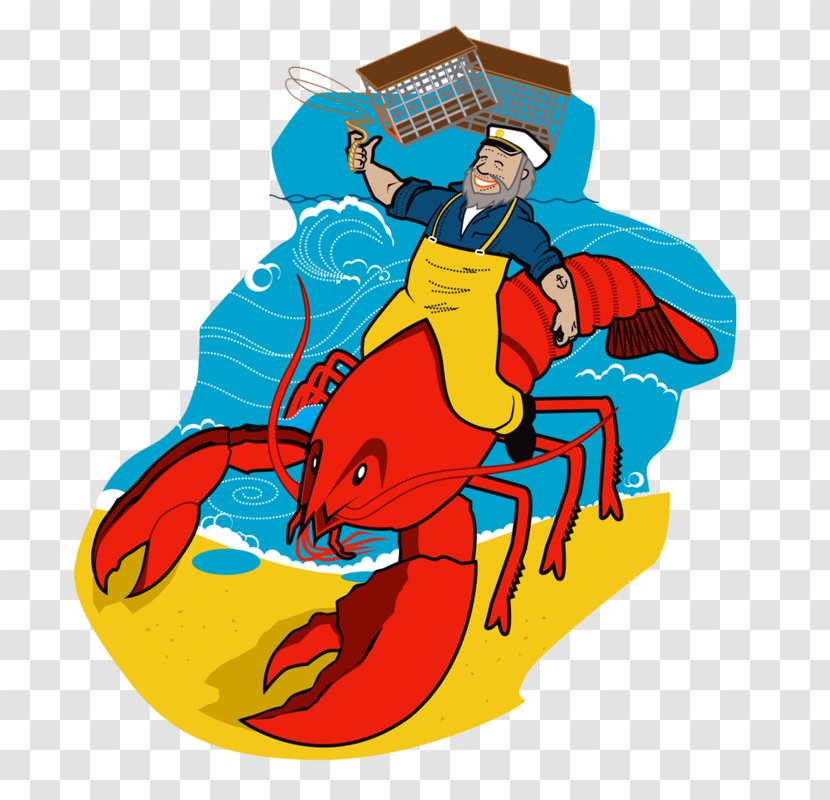 Clip Art Lobster Fishing Shore Dinner Hall Illustration - Fictional Character Transparent PNG