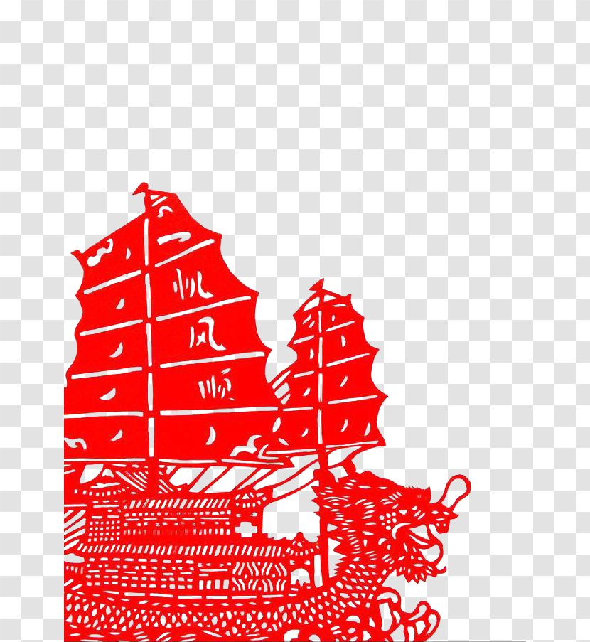 Chinese Paper Cutting Papercutting Dragon Boat Festival Pattern - Red - Smooth Sailing Transparent PNG