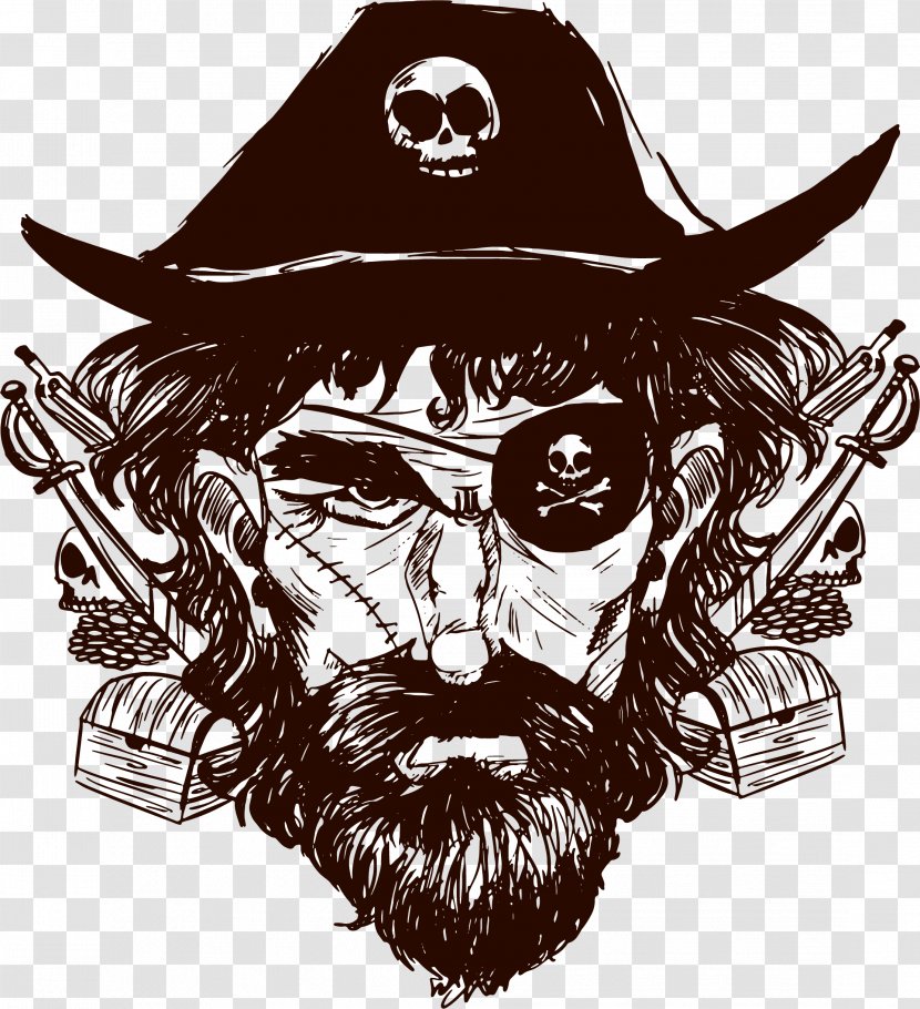 Piracy Vecteur - Gratis - Hand Painted Pirate Captain Transparent PNG