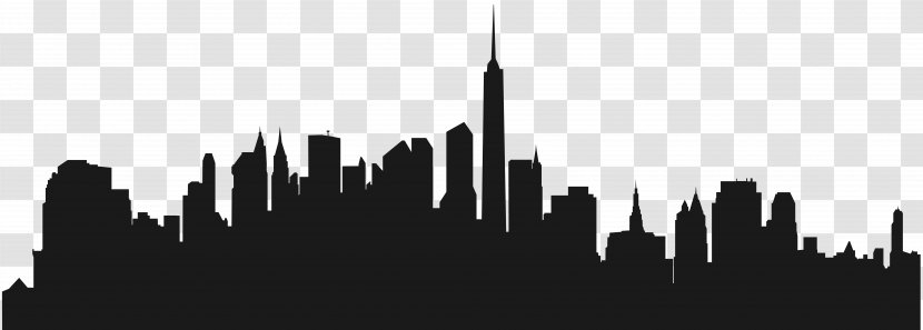 Cities: Skylines New York City Silhouette Wall Decal - Black And White - Buildings Clip Art Transparent PNG