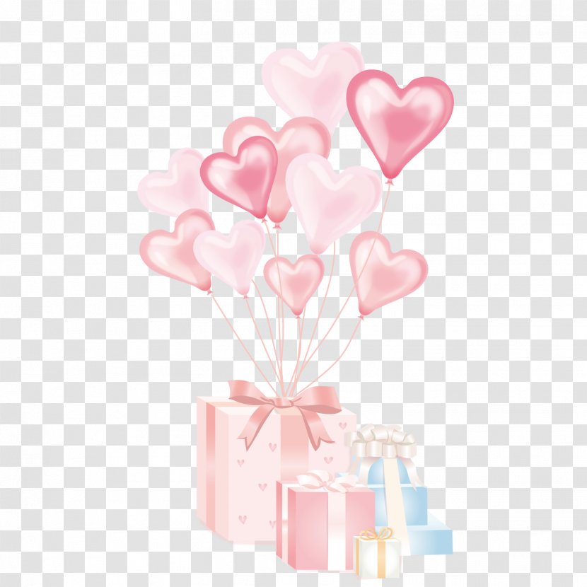 Balloon Gift Birthday Clip Art - A Box With Heart Shaped Transparent PNG