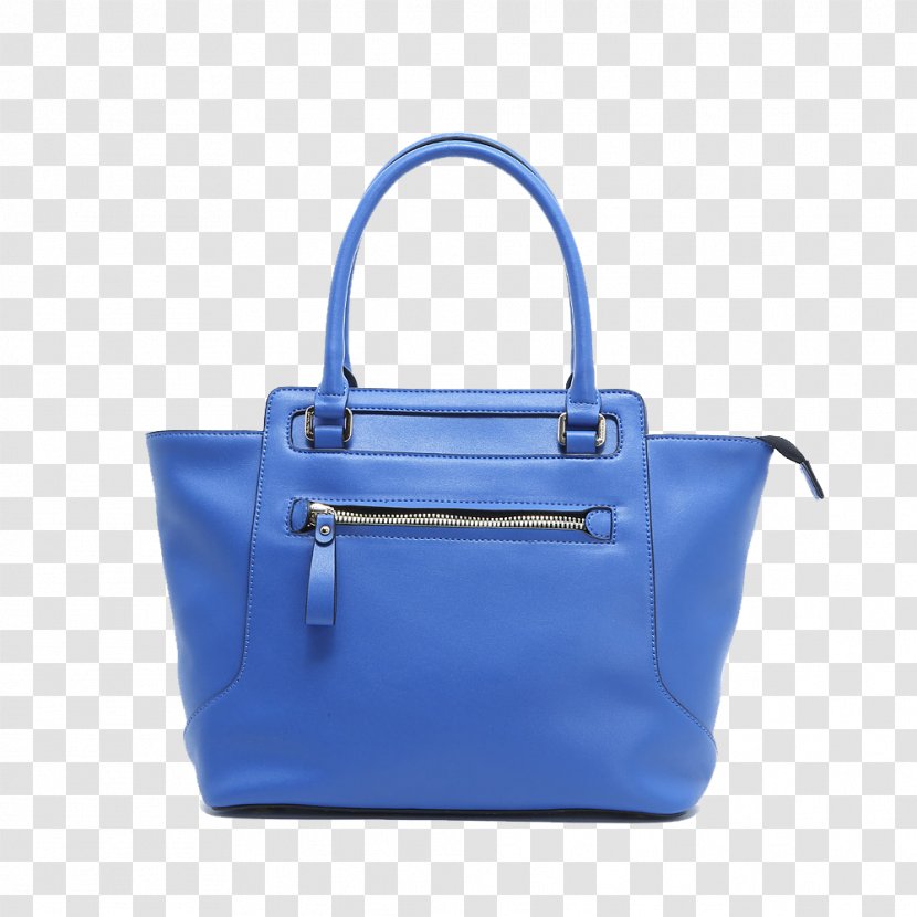Tote Bag Leather Cobalt Blue Brand - Marin Nuaolandi Zipper Transparent PNG