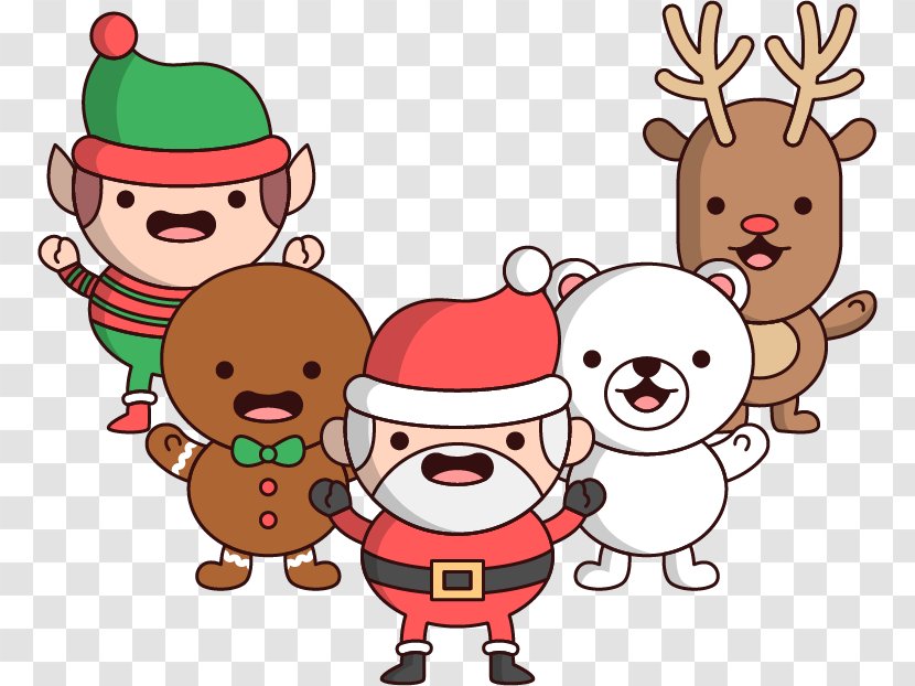 Reindeer Santa Claus Christmas - Deer - Vector Cute Cartoon Bear Transparent PNG