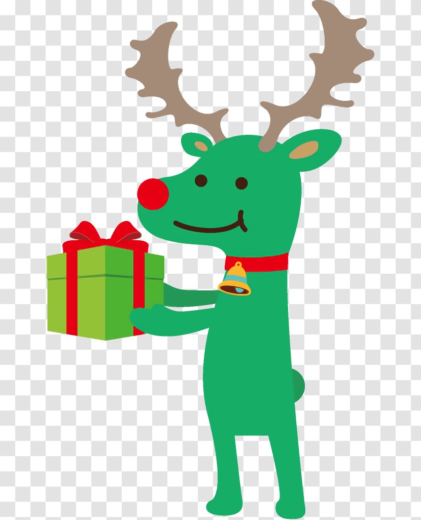 Reindeer Christmas - Green - Moose Deer Transparent PNG