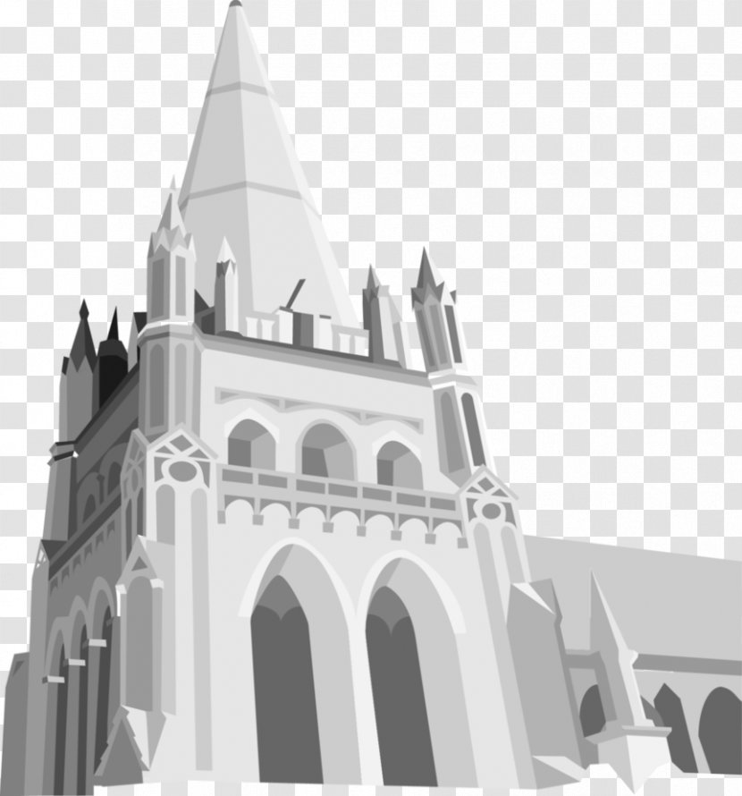 Black And White Architecture Building Church Facade - Parish - Landmarks Transparent PNG