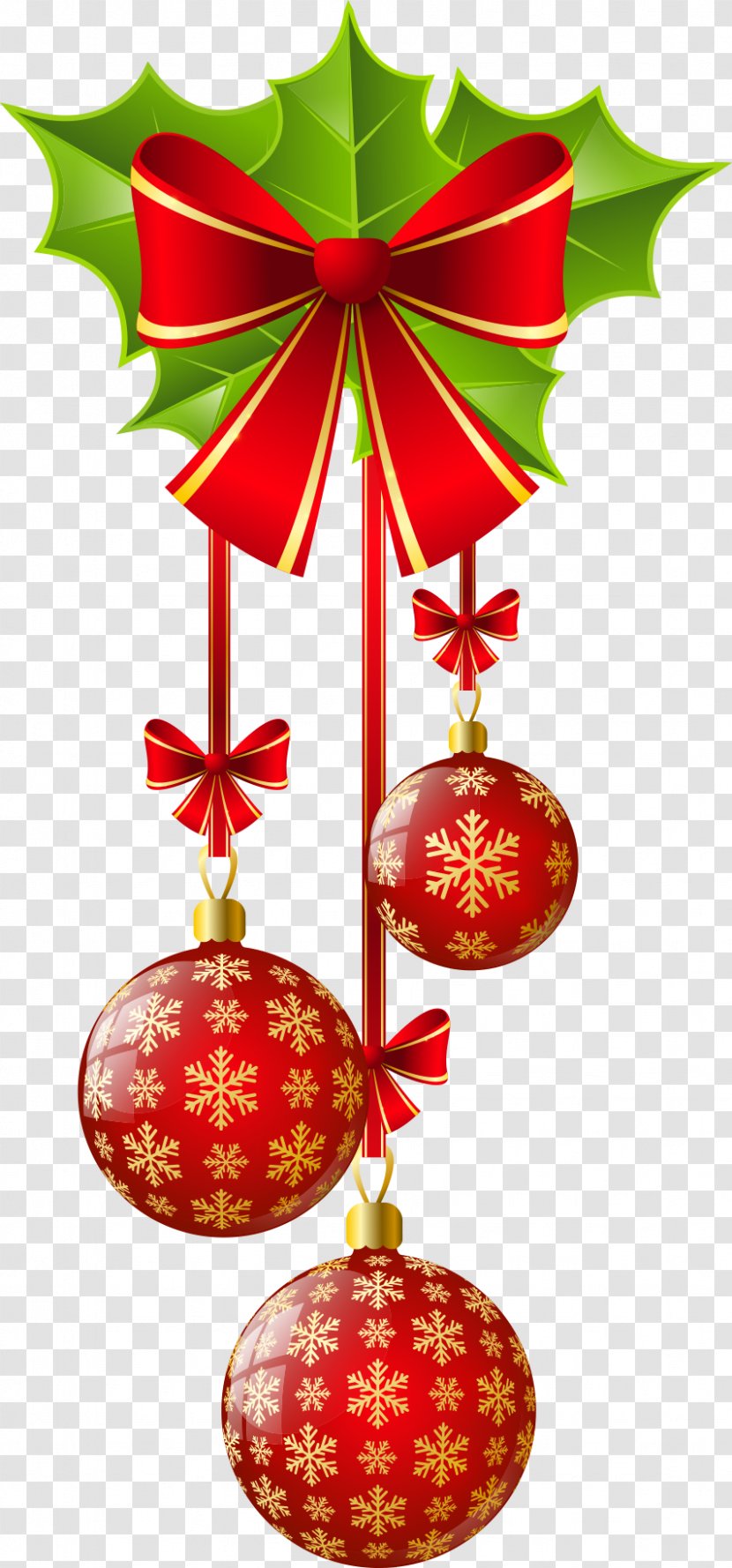 Christmas Ornament Decoration Clip Art - Bombka - Red Bow And Balls Transparent PNG
