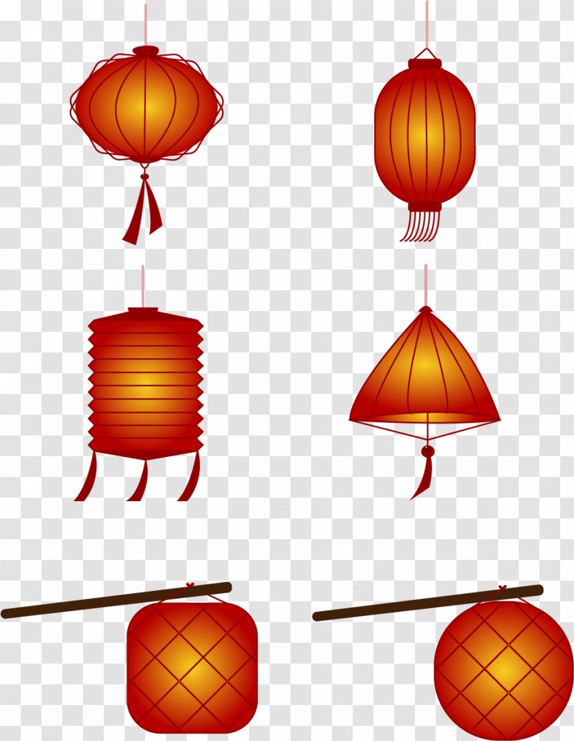 Chinese New Year Red Background - Lighting - Holiday Ornament Interior Design Transparent PNG
