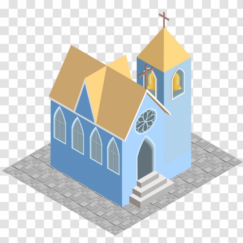 Isometric Projection Chapel Church Pixel Art Axonometric - Facade - Isomatric Transparent PNG