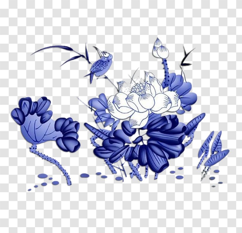 Blue And White Pottery Clip Art - Herbaceous Plant - Lotus Leaf Album Transparent PNG