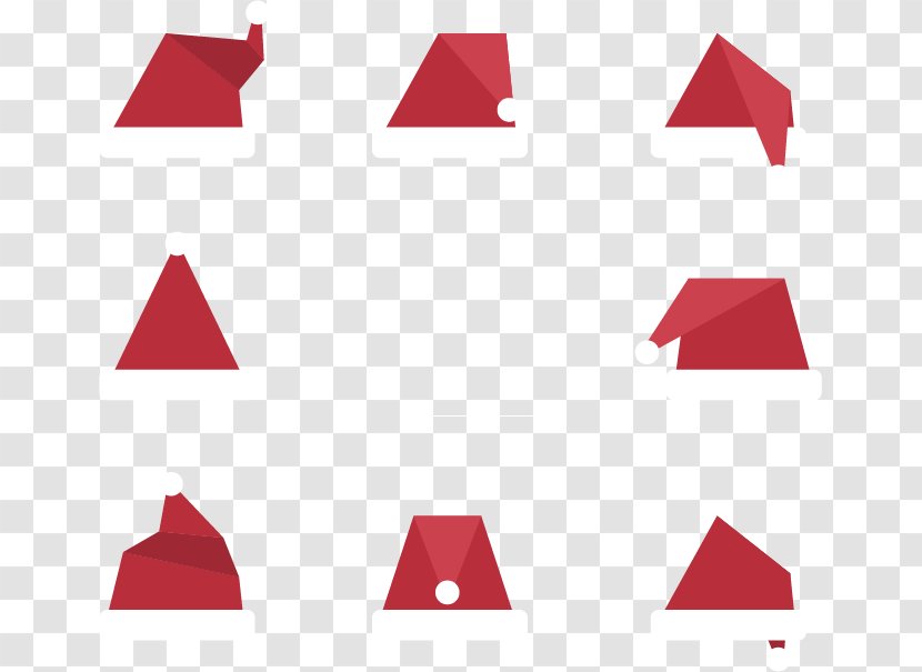 Paper Origami Christmas Illustration - Red - Hats Transparent PNG