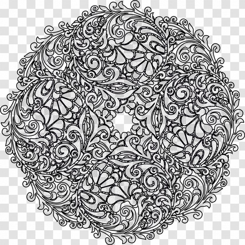 Coloring Book Mandala Adult Page Child - Skill - Doily Lace Transparent PNG