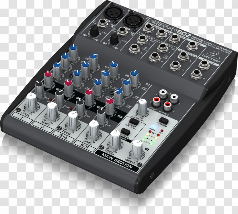 Audio Mixers Behringer Xenyx 802 DJ Mixer X1222USB - Preamplifier - Equipment Transparent PNG