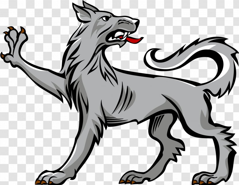 Gray Wolf Wolves In Heraldry Coat Of Arms Crest - Line Art - A Fox Transparent PNG