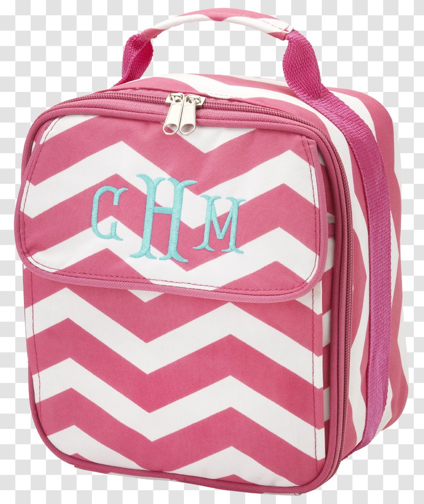 Tote Bag Lunchbox Monogram - School - Pink ChevRon Transparent PNG