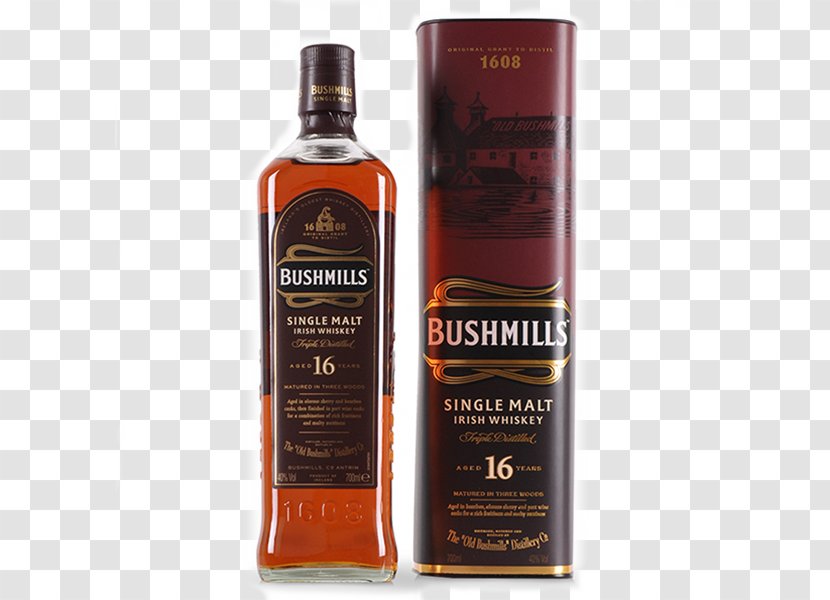 Old Bushmills Distillery Irish Whiskey Single Malt Whisky - Liqueur Transparent PNG