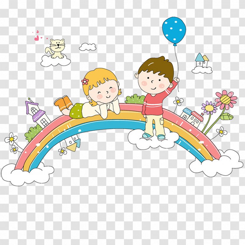 Child U6bd4u723eu904bu7b97u601du7dad Illustration - Silhouette - Children Lying On The Rainbow Transparent PNG