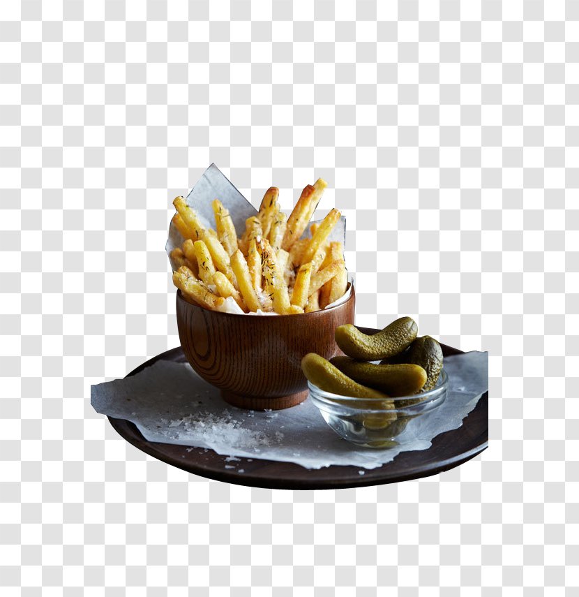 French Fries Pickled Cucumber Vegetarian Cuisine Belgian - Smoked Meat - Pickle Transparent PNG
