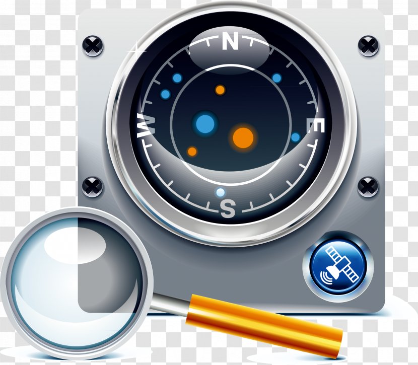GPS Navigation Device Point Of Interest Icon - Magnifying Glass - Compass Sailing Element Transparent PNG