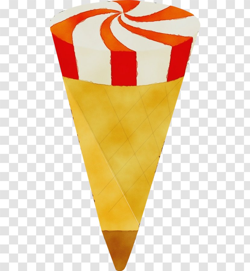 Ice Cream Cone Background - Watercolor - Orange Yellow Transparent PNG