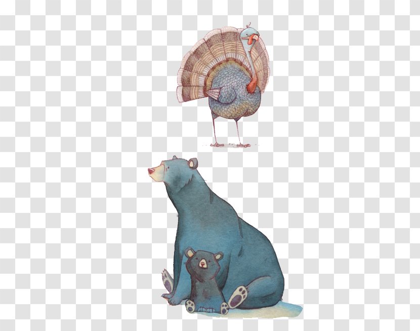 Rat Model Sheet Painting Cartoon Illustration - Hand-painted Peacock Bear Father And Son Transparent PNG